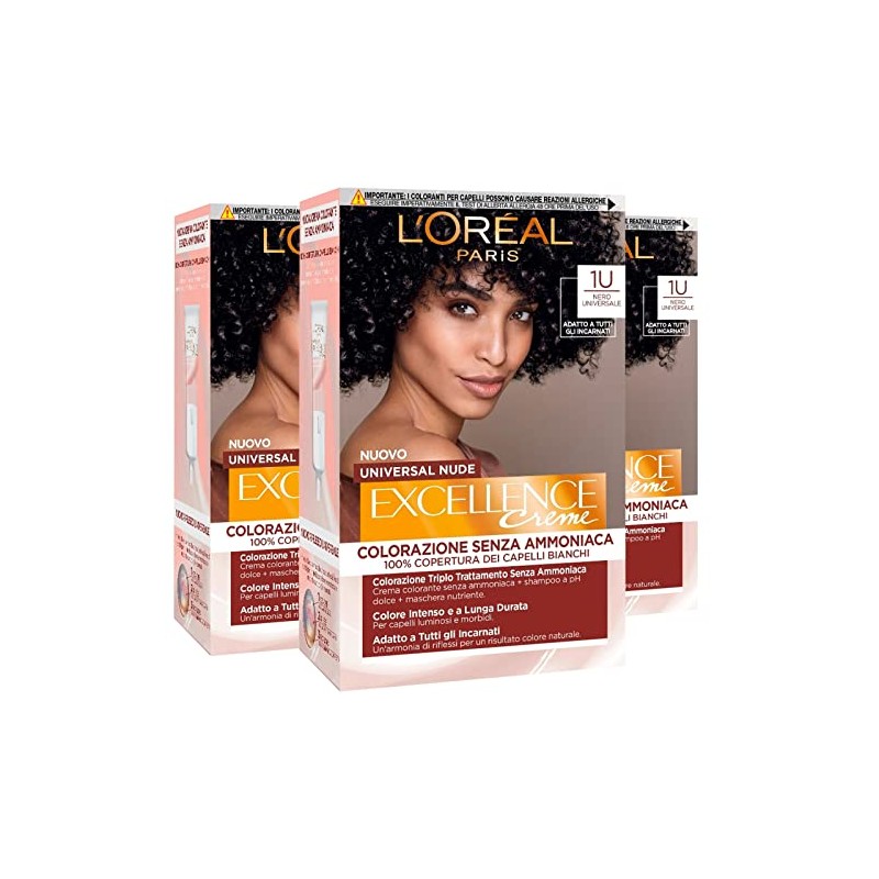 3 x L'Oréal Paris Excellence Cream Universal Nude Permanent Black