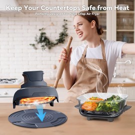 Silicone Trivet Mat for Ninja Crispi, Heat Resistant Mats for Hot Pots/Pans/Air Fryer, Non Slip Round Trivets for Kitchen Counter, Airfryer Accessories, Dark Blue