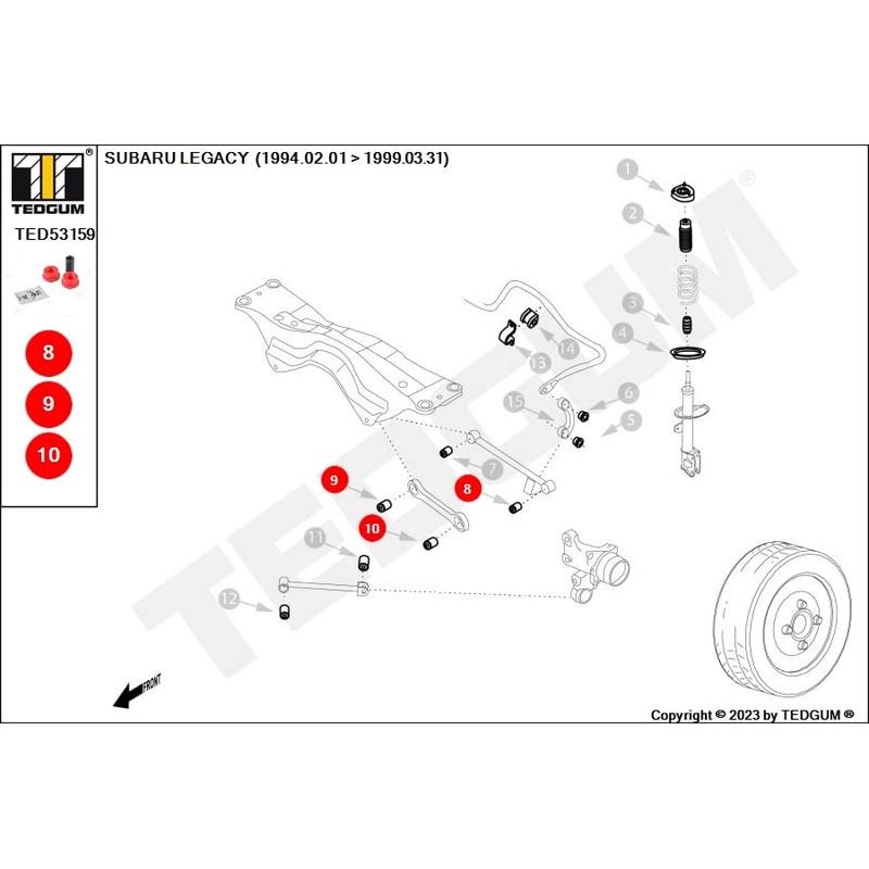 TEDGUM TED53159 POLYURETHANE REAR CONTROL ARM BUSHING