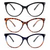 KoKoBin Reading Glasses for Women 3 Pairs Cat Eye Oversized
