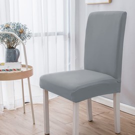 Newthinking Stretch Chair Covers for Dining Room, High Back Dining Chair Covers, Removable and Washable Full Wrap Elastic Chair Cover for Hotel, Wedding, Kitchen, Dining Room (Anthracite, 6 Pack)