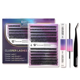 MOTIBACK Wimpern Extensions 240 Büschel DIY Lash Extension Set 30-40D Curl Einzelne Wimpern mit Wimpernkleber und Pinzette für Anfänger Wimpernverlängerung zu Hause Individual Lashes 10-16mm Mix