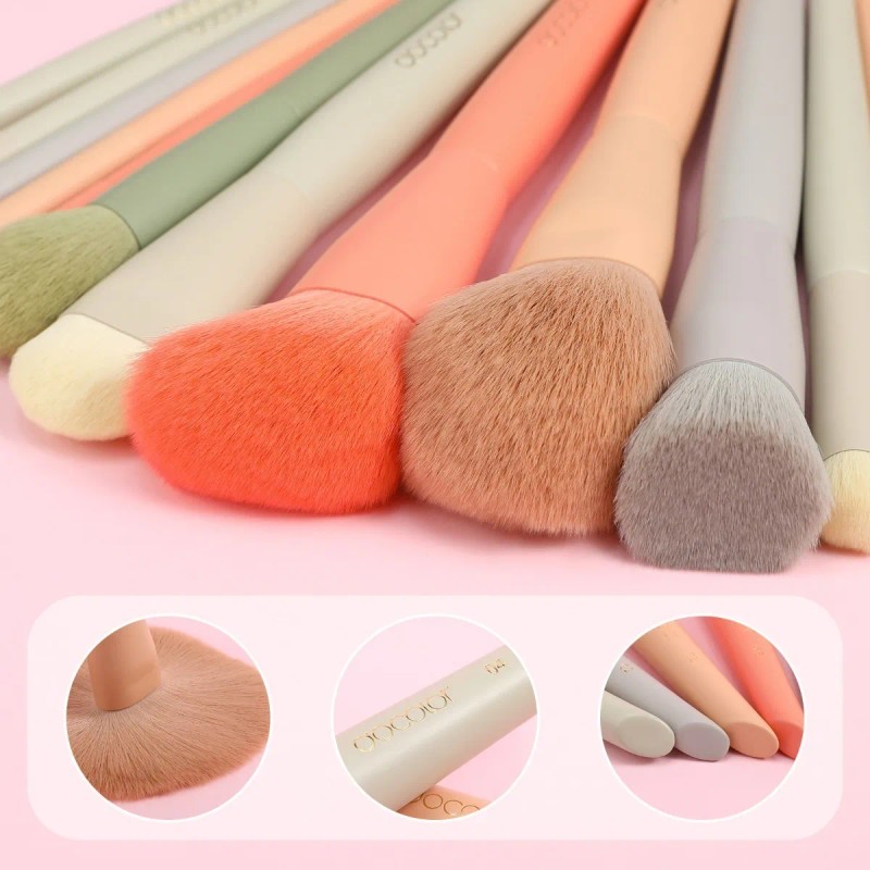 Set de brochas Docolor DO-N1718 de maquillaje coloridas 17 piezas