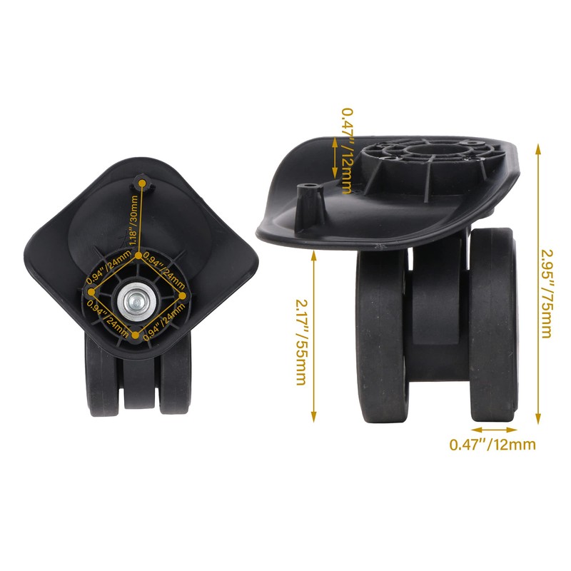 SHANOER 1 Pair Replacement Wheels for Luggage 360 Swivel Dual
