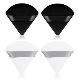Ondaring 4Pcs Makeup Powder Puff Triangle Velvet Powder Puff with Ribbon Band for Contouring, Under Eyes, Corners, for Loose Powder Body Powder Makeup Tool