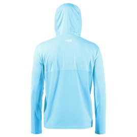 BASSDASH UPF 50+ Men’s UV Sun Protection Long Sleeve Performance Fishing Hoodie Hooded Shirts (Sky Blue/White Logo, XX-Large)
