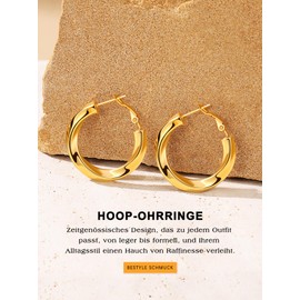 Bestyle Women's Stainless Steel Hoop Earrings, Large & Small Hoop Earrings, Hoop Circle, 30/40/60/80 mm, Gift for Women, Girlfriend, Mum, Girls, Stainless Steel, No Gemstone