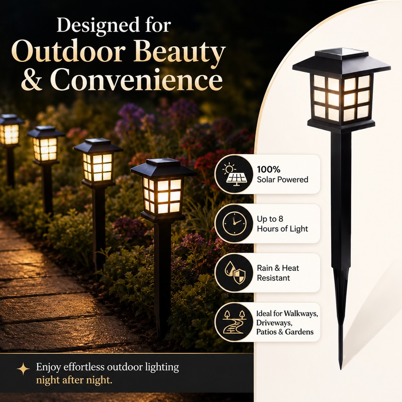 Solar Pathway Lights for Outdoor Walkways – 8-Pack Waterproof LED