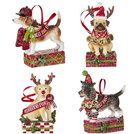 RAZ Imports 2021 Best in Show Dog Ornaments, 3.75 Inches, Pack of 4