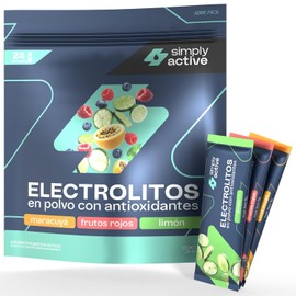 Electrolitos en Polvo - Simply Active | Mixpack 24 Pack | Electrolitos Hidratación Rápida | Suero Oral con Zinc, Antioxidantes y Mineral: Magnesio, Potasio, Calcio y Sodio | Sin Azucar Añadido
