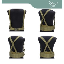 Adjustable MOLLE Soft Padded Tactical Waist Belt with Suspender for Outdoor Duty Green