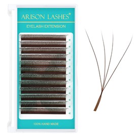 YYEyelash Extension W Shape 4D Premade Fans W Lashes 0.07 D Curl Matte Black W Shaped Volume Fans (Brown-4D-0.07D-10mm)