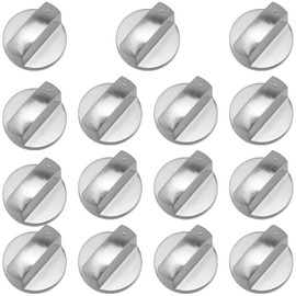 YUENPUN 15 PCS 6MM Gas Hob Switch Knobs, 0 Degree Cooker Control Switch Knobs Replacement Silver, Universal Gas Stove Knobs, Metal Gas Hob Knobs for Kitchen Cooker Gas Stove Cooker Oven Cooktop