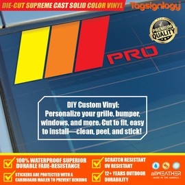 (Combo Pack) Tri-Color Stripe Vinyl Decal Classic Retro DIY Decoration Sticker Compatible for Tacoma 4Runner Tundra Rav4 TRD Pro Grille Hood Side Bumper Mirror etc (Yellow/Orange/Red)