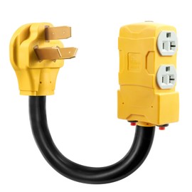 NEMA 10-50P to 4X NEMA 5-15R 5-20R T-Blade Household w/Circuit Breaker, 220/250V Electrical Stove/Range/Oven to Gas Range 110/125V Power Convert Adapter 10-50P to Four 5-15/5-20R