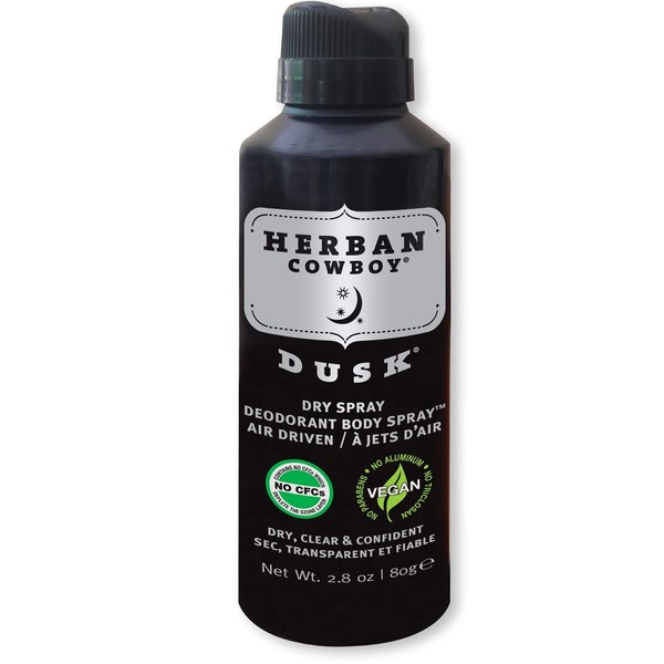 HERBAN COWBOY Dry Spray Deodorant Dusk – 2.8 oz | Men’s Dry Spray Deodorant | Enhanced with Parsley, Rosemary & Sage | No Parabens, No Phthalates & Certified Vegan