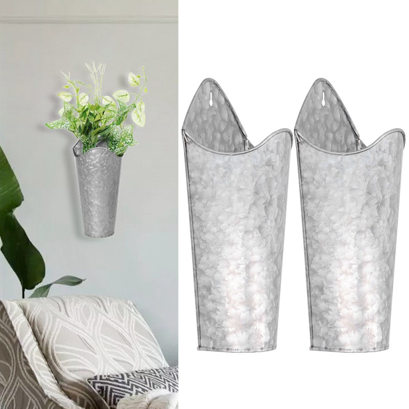 2PCS Iron Art Wall Planter Hanging Flowers Pot for Home