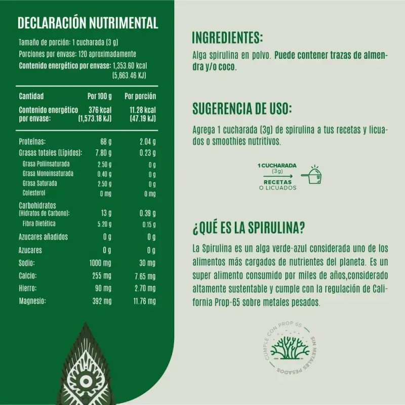 Suplemento Fitness Birdman Espirulina 360 G Sp360