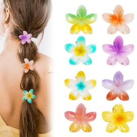 Wappltt Flower Hair Clips Pack of 8 Coloured Flowers Hair Clips Hawaiian Hair Clip Flower Shape Claws Hair Clips Plastic Hair Clips for Women Girls 4 cm