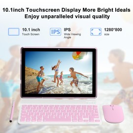 2 in 1 18GB+128GB Tablet 10.1 inch Android 15 Tablet Set Tablets with Keyboard Case wireless Mouse Stylus Screen Flim 10.1 IN 1280*800 HD Touch Screen 8MP Dual Camera Games Tab Wi-Fi BT Tableta PC