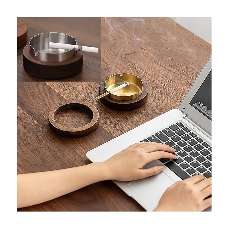 Wooden Wind Ashtray, Ashtray with Lid, Windproof, Odourproof, Suitable for