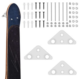 3 Pcs Skateboard Display Racks Wall Mount Metal Skateboard Storage Hanger with 2 Screw Holes Horizontal Vertical Display(silver,triangle)