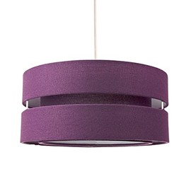 Contemporary Quality Purple Linen Fabric Triple Tier Ceiling Pendant Light Shade | 60w Maximum | Designer Style | 26cm Diameter by Happy Homewares