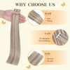 TESSHAIR Human Hair Tape in Extensions,Double Stitched Remy Human Hair