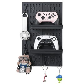 Pegboard Wall Organizer - Modular System for Gaming Setup, Office & Kitchen Storage Solutions Create A Perfectly Structured Space(Black,16″×12″)