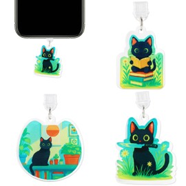 Penitue 3pcs Dust Plug Charm for Kindle, Type C Cat Theme Dust Plug Charm Cartoon Anti-Dust Accessories for E-Reader Book Lovers Men Women Teachers Students