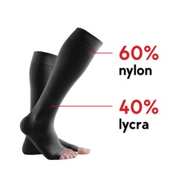 Lauma Medical, 23-32mmHg Medical Compression Knee High Socks Class 2 Open Toe Varicose Veins Common Leg Swelling Calf and Feet Pain, black