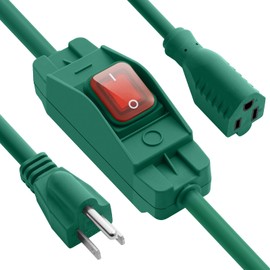 Makevivi Outdoor Waterproof On/Off Switch Extension Cord, Heavy Duty 125v/250v Black SJTW Cord (6 Ft, Green)