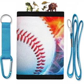 Diburosy Kids Wallets for Boys Girls 9-12 Cute Baseball Print, Small Trifold Canvas Wallet Money Clip Organizer Travel Accessories for School Christmas Coin Case