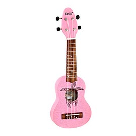 Ortega Guitars, 4-String Keiki Series Sopranino Ukulele with Turtle Etching, Right, Pink, (K1-PNK)
