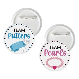 10 Pcs Putters and Pearls Gender Reveal Button Pins, Golf Team Boy Team Girl Badge Button, Team Putters or Pearls Pins, Pink or Blue Stain Brooch for Baby Shower/Gender Reveal Party Decorations