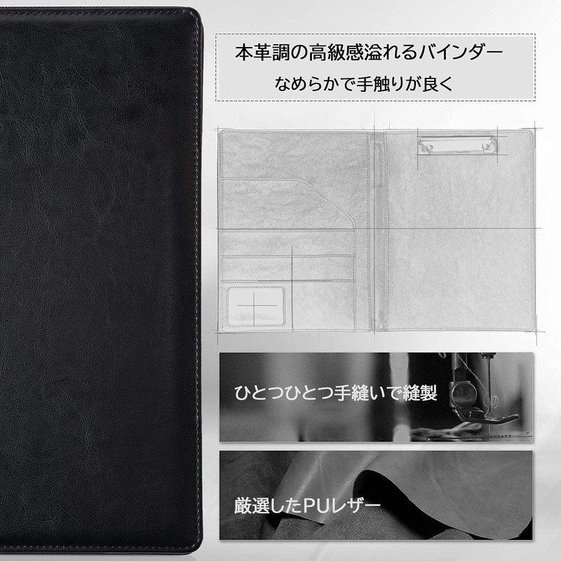 Panavage Binder A4 Clipboard PU Clip File Bifold Multifunction Pen