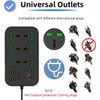 Flat Plug Power Strip, Extension Cord with 6 Universal International