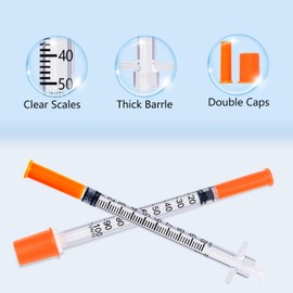 1ml/cc 31G 1/2 Inch Syringes, U-100 Scientific Lab Syringes, Individual Package Pack of 25