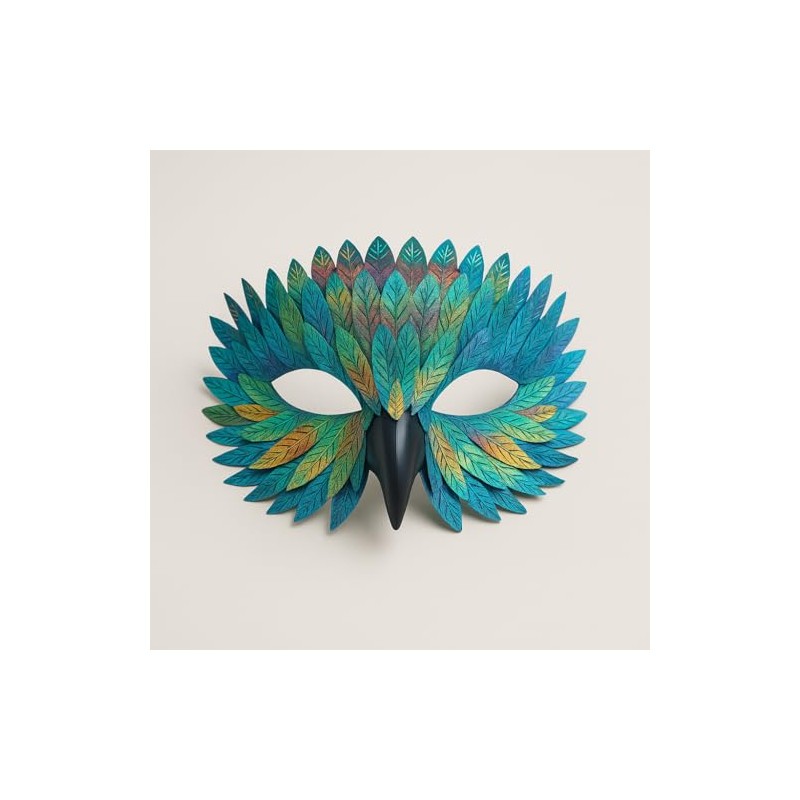 HSSPYY Iridescent Peacock Bird Mask – Elegant Half-Face Masquerade Accessory