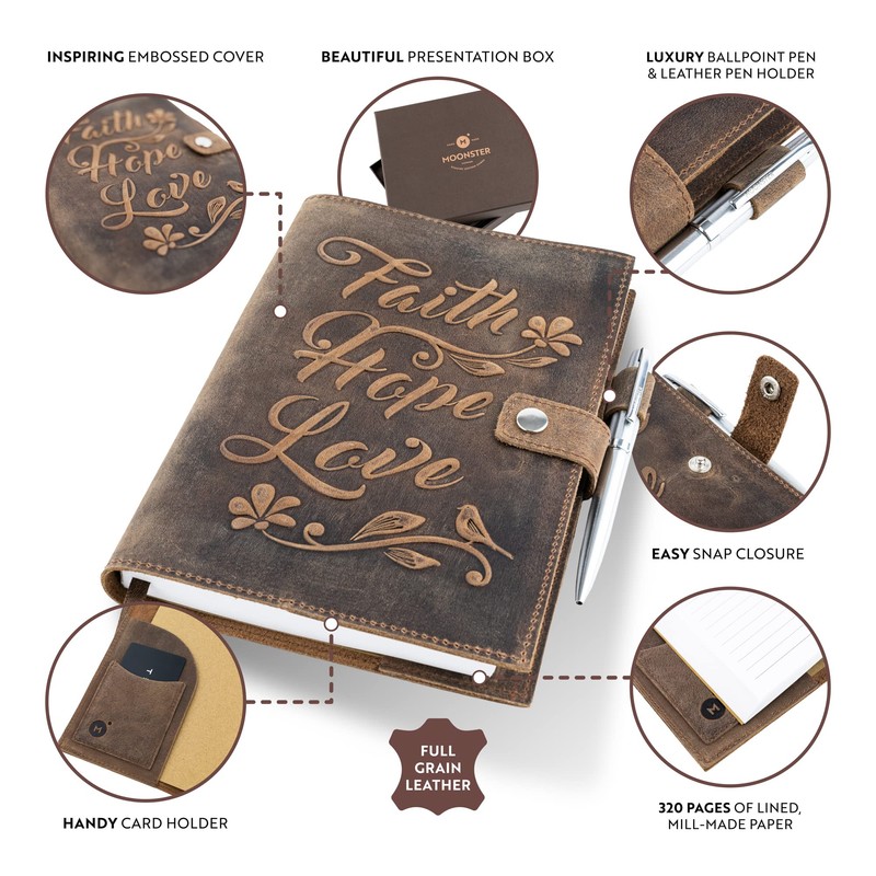 moonster Leather Journal Refillable Notebook – Vintage Handmade Leather Bound