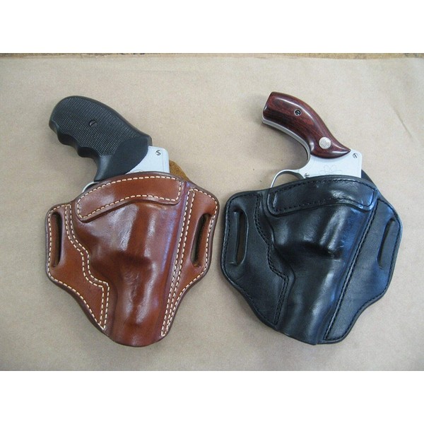 Azula Leather 2 Slot Molded Pancake Belt Holster for Charter Arms Bulldog 5 Shot 2" Revolver Black RH
