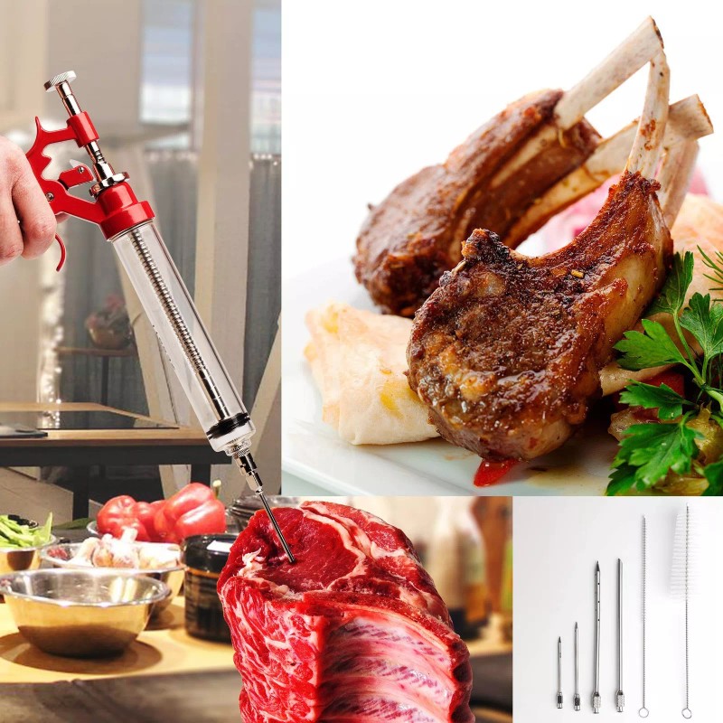 Milagroso Meat Injector Marinade Gun Stainless Steel Outdoor Kit Flavor