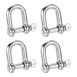 PATIKIL Screw Pin Shackle M8 5/16" 705lbs, 4 Pack 304 Stainless Steel D Ring Shackle for Chains Wire Rope Outdoor, Silver