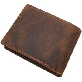 myledershop Genuine Buffalo Full Leather Wallet / Purse / Wallet in Landscape Format with Fish Motif and RFID & NFC Protection, brown, Modern