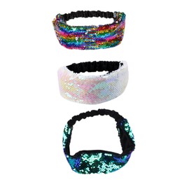 Baluue 3pcs Sequins Hair Bands for Women Double-sided Color-changing Headwear Fun Party Accessories Chic Headdress for Girls Lightweight and Eye-catching Decorations