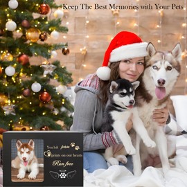 Pet Urns for Dogs or Cat Ashes, Large Wooden Dog Memorial Cat Dog Urn, Urne Pour Chien Pet Sympathy Gifts Black Wooden Box with Pet Memorial Pictures Frame Pet Memorial Keepsake (L,18 * 12 * 12cm)