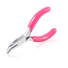 SPEEDWOX Mini Long Nose Pliers Curved 3 Inch Chain Plier with Pink PVC Handle Jewelry Pliers for Beading Jewelry Making Wire Packaging Craft Supplies
