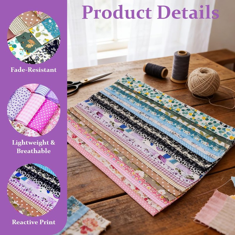 AOOSA Jelly Roll Fabric Strips for Quilting, 40 Strip 2.5