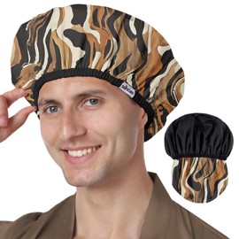 Years calm Shower Cap Men, Waterproof Reusable Hair Cap with Dual-Layer Design, Reversible Double-Sided Use, Stretchable Elastic Band, Comfortable Fit for Shower, Gym, Hair Care & Travel