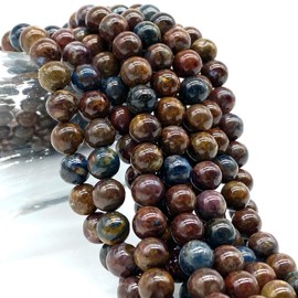 ABCGEMS Namibian Pietersite (AKA Vision Stone for Meditation- Gorgeous Swirling Bands) Healing Energy Crystal Stone Ideal for Bracelet Necklace Ring DIY Jewelry Making Men Women Smooth Round 10mm